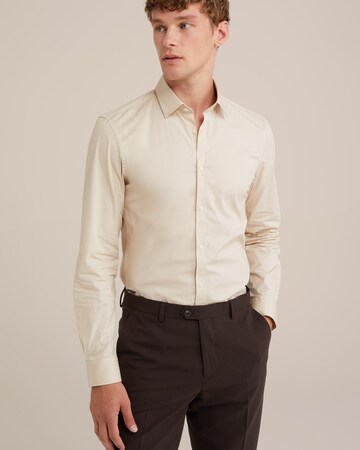 WE Fashion Slim Fit Skjorte i beige