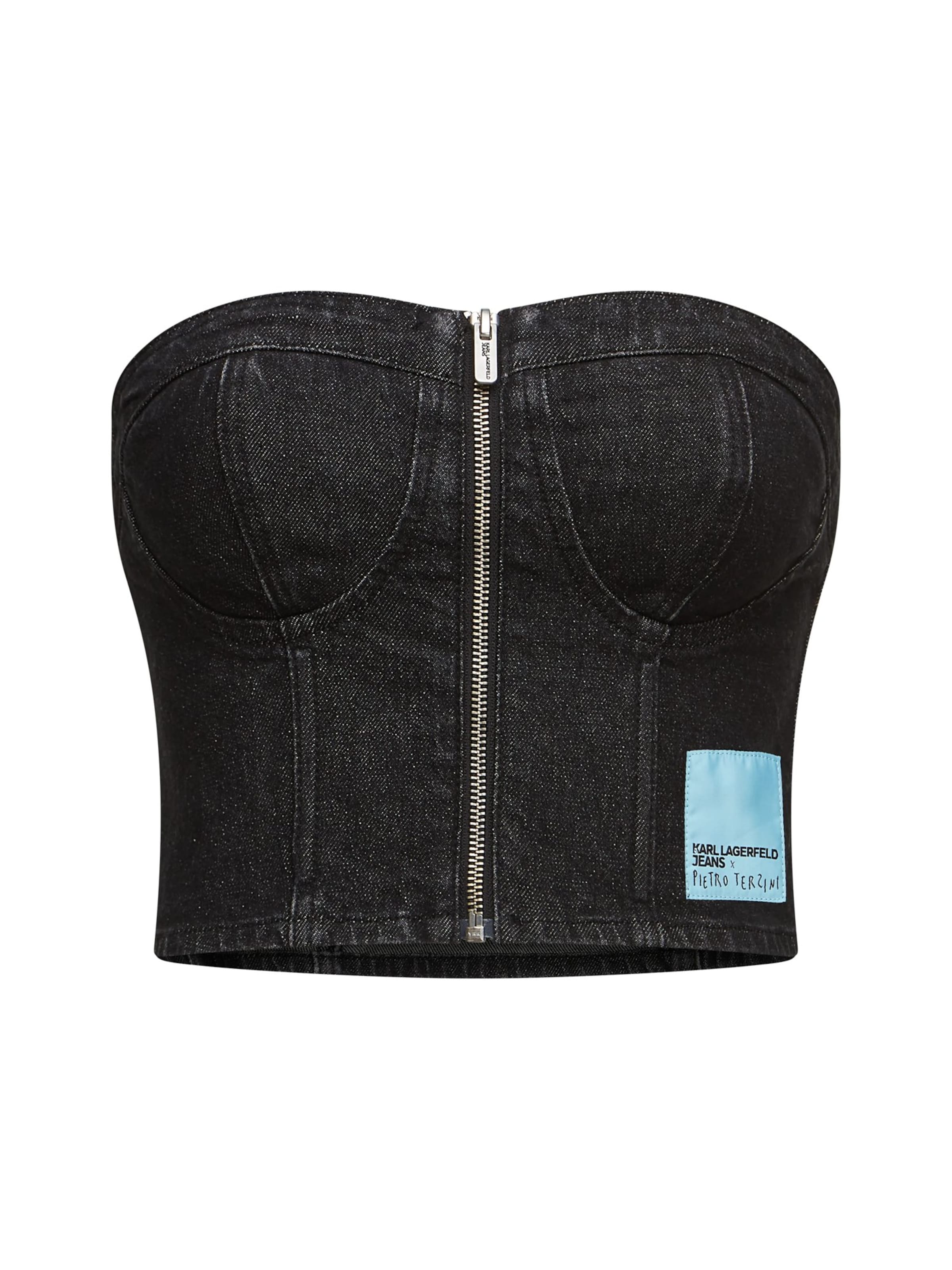 KARL LAGERFELD JEANS Top 'KLJ x Pietro Terzini' in Zwart: voorkant