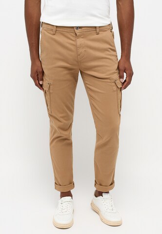 MUSTANG Loose fit Cargo Pants 'Style BeFlex' in Brown: front