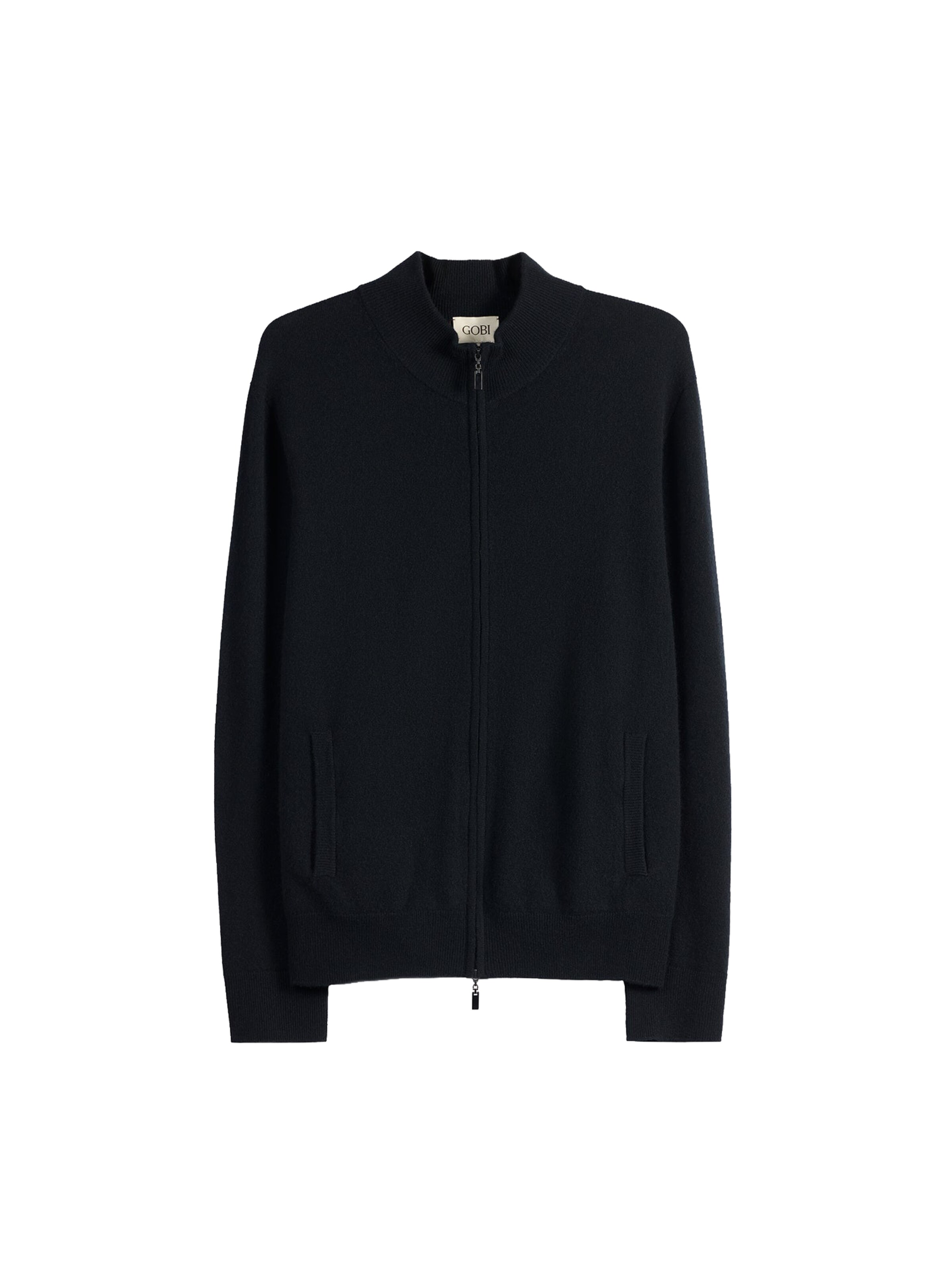 GOBI Cashmere Knit Cardigan 'Women's Essential Cashmere Full-Zip Cardigan' in Black denim, Item view