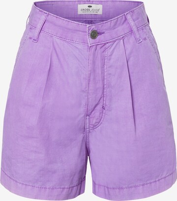 Cross Jeans Regular Pleat-Front Pants in Purple: front
