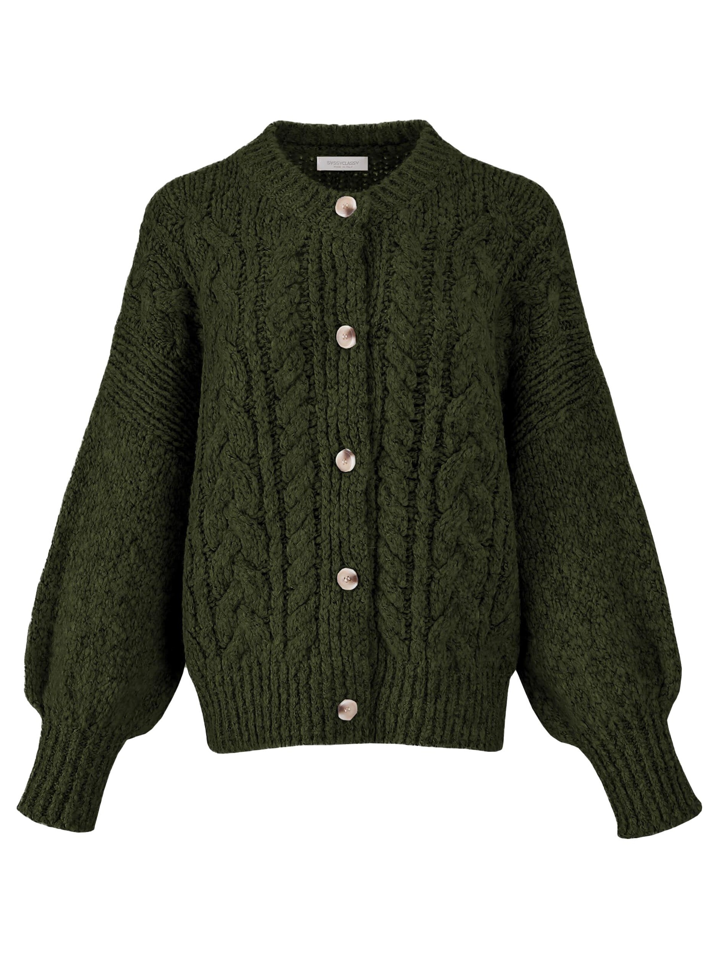 SASSYCLASSY Oversizestrickjacke‌‌‌‌‌‌‌‌‌ in Grün: Vorderseite