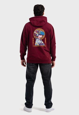 Oldskull Zip-Up Hoodie 'Asian Virtual Logo Graphic' in Red
