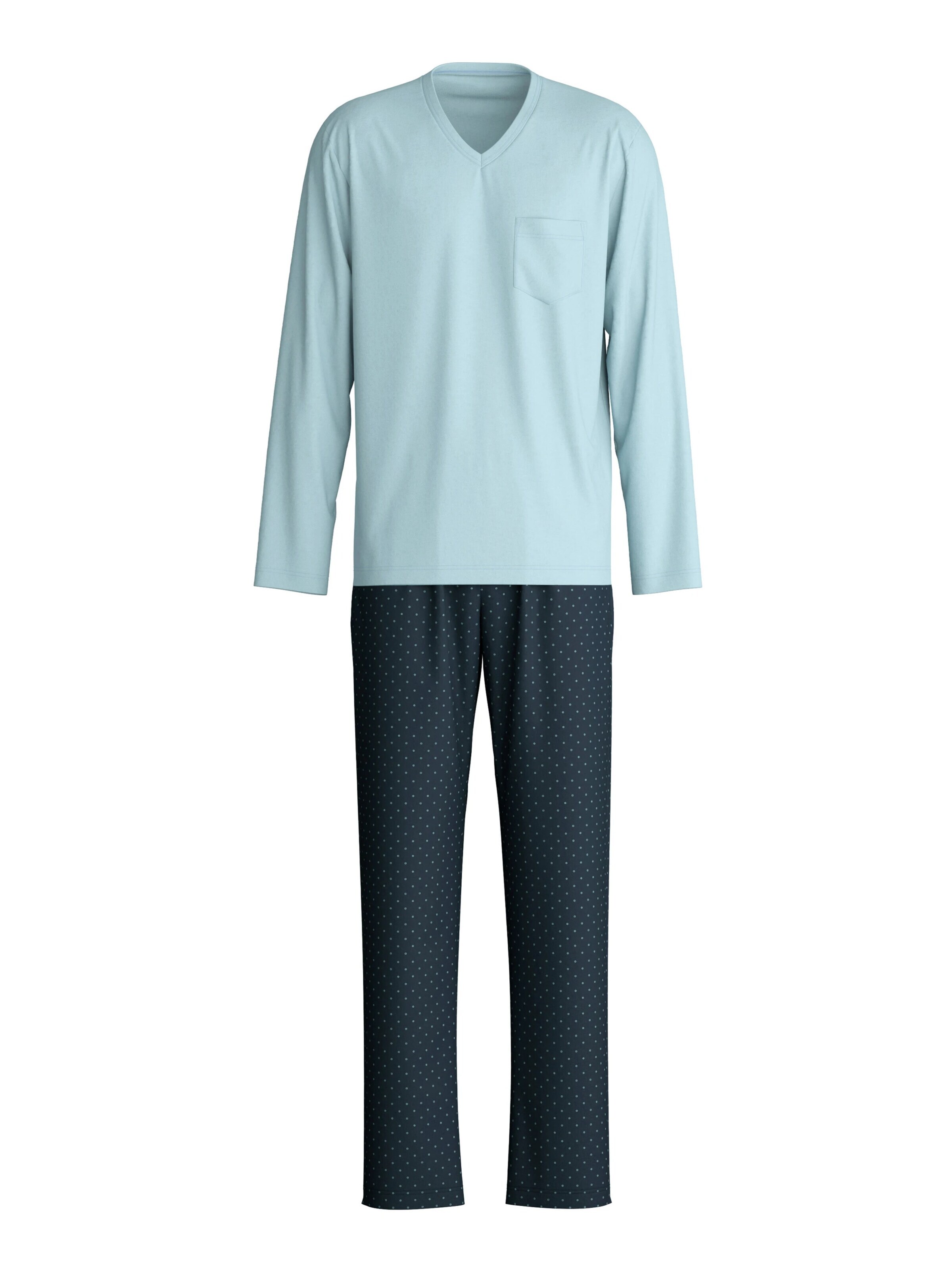 CALIDA Pyjama lang 'Relax Imprint'‌‌‌‌‌‌‌ in Blau: Vorderseite