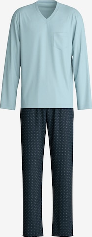 CALIDA Pyjama lang 'Relax Imprint' in Blau: Vorderseite