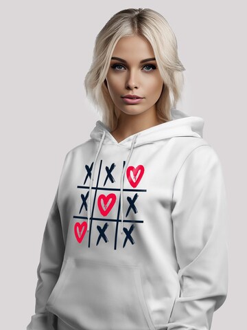 Sweat-shirt 'Valentinstag Herz Tic Tac Toe' F4NT4STIC en blanc