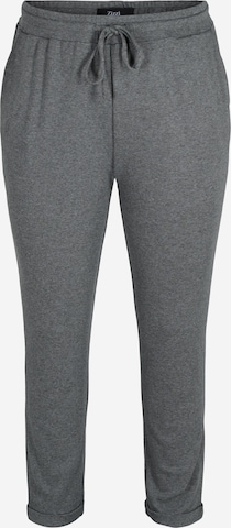 Zizzi Tapered Broek 'Sara' in Grijs: voorkant