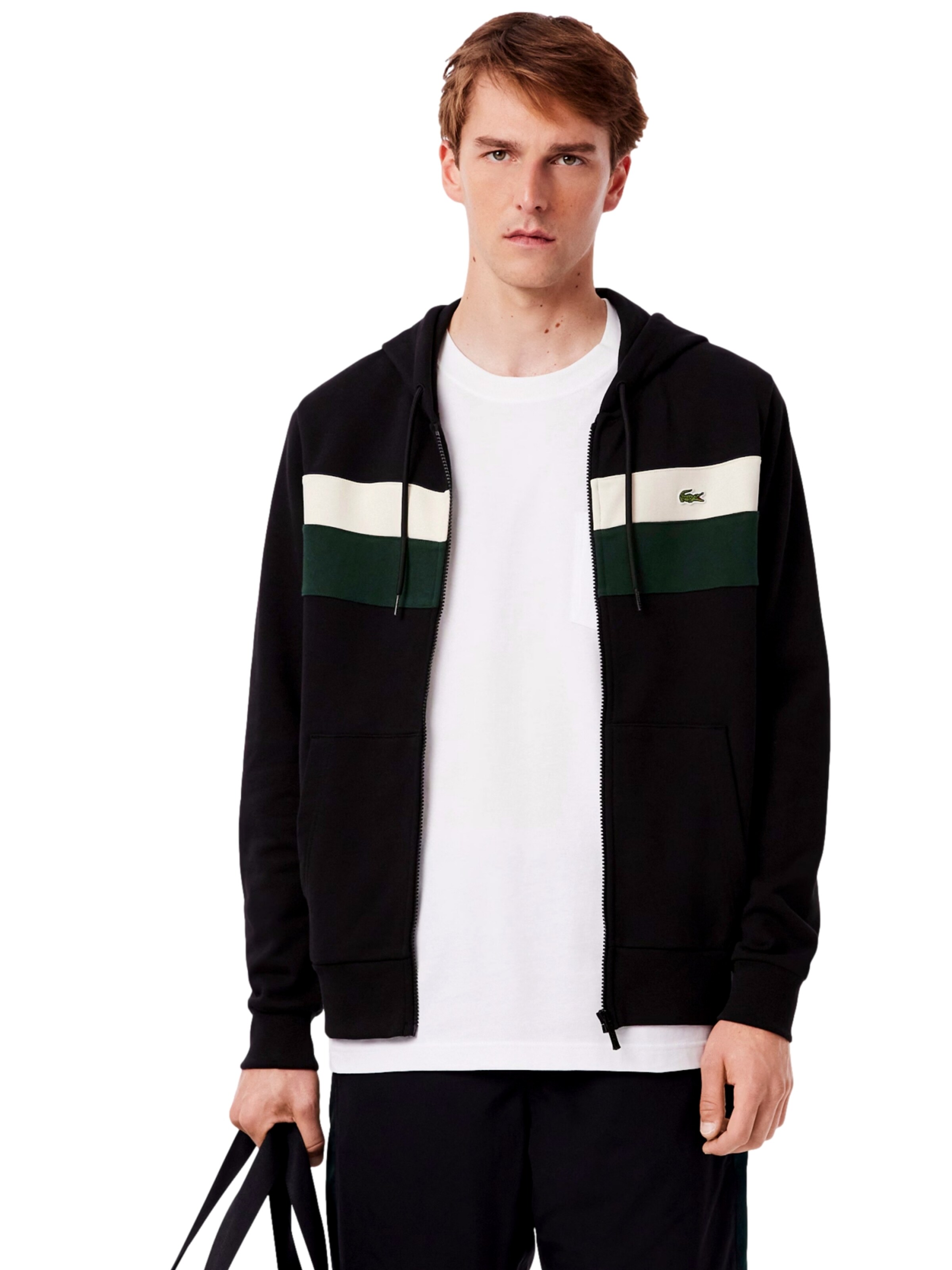 LACOSTE Sweatjacke in Schwarz: Vorderseite