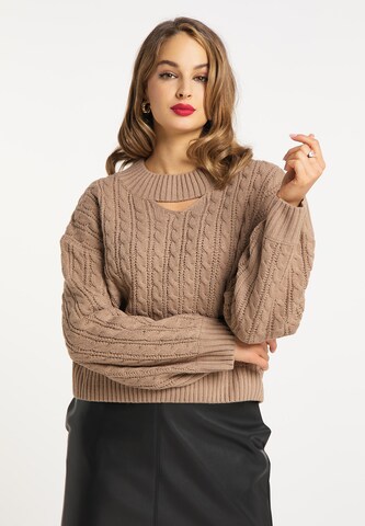 Pullover di faina in beige: frontale