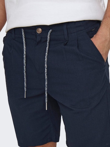 Only & Sons Regular Pleat-Front Pants 'LEO' in Blue
