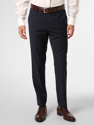 Coupe slim Pantalon à plis 'Genius' BOSS Black en bleu : devant