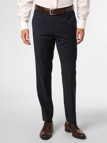 BOSS Black Slim fit Pleated Pants 'Genius' in Blue: front