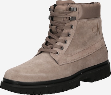 Calvin Klein Jeans Lace-Up Boots in Grey: front