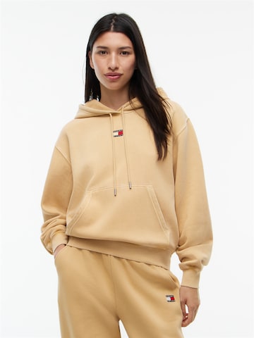 Sweat-shirt Tommy Jeans en beige : devant