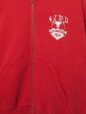 Pull&Bear Sweat jacket 'STWD' in Red