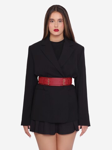 Haute Cuir Belt 'Double Buckle' in Red: front