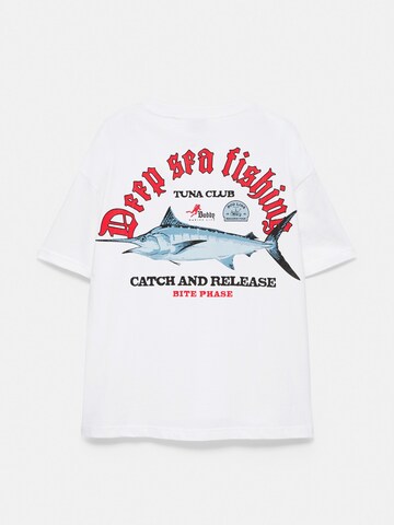 Pull&Bear T-Shirt 'STWD' in Weiß