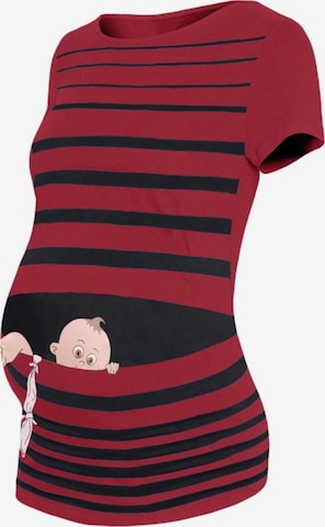 M.M.C. Shirt 'Baby Flucht Umstandsshirt' in Red: front