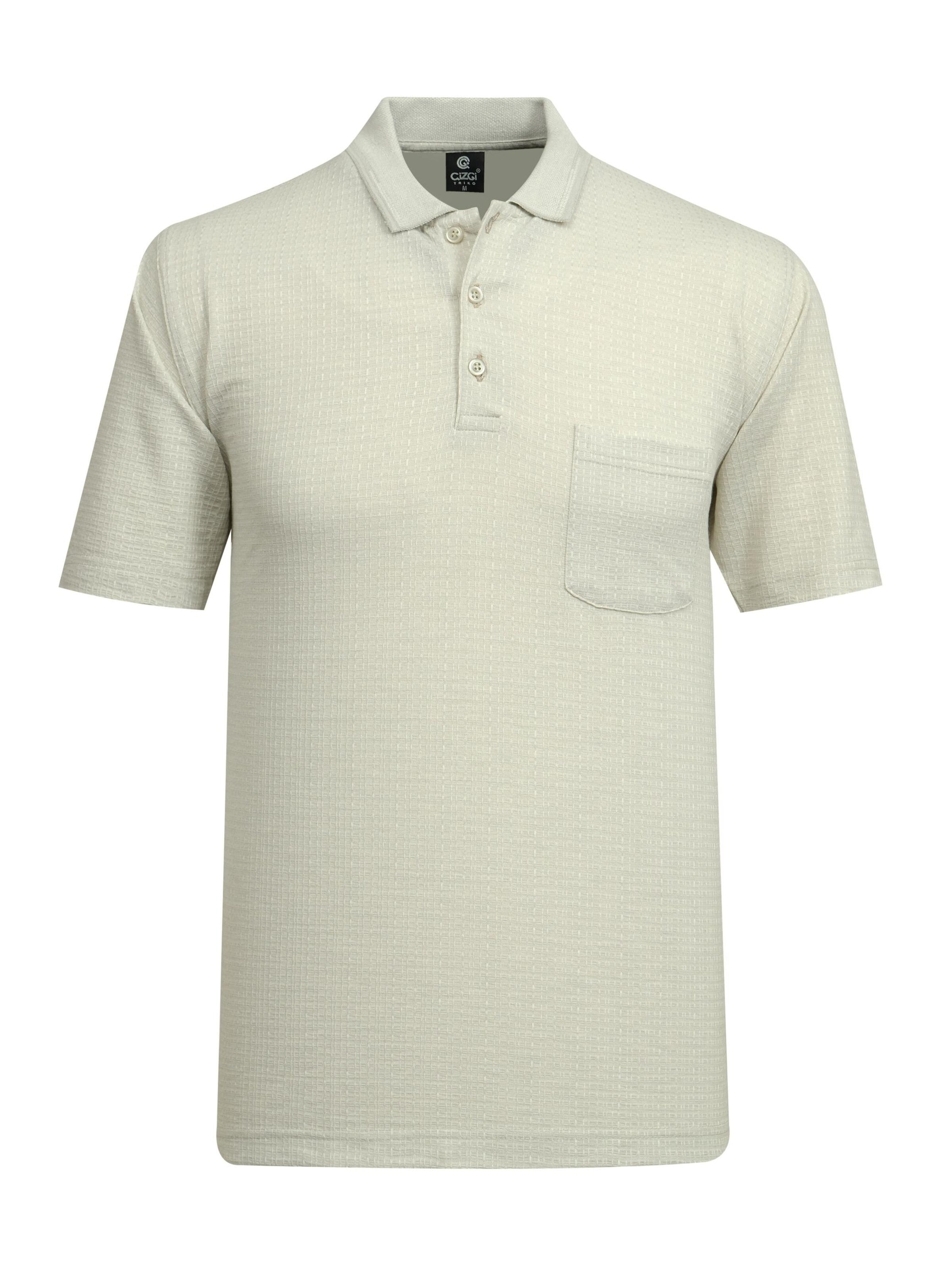 Cizgi Triko Shirt‌‌ in Beige: Vorderseite