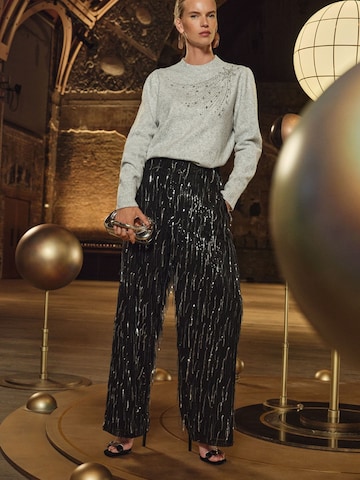 Pull-over love & roses en gris