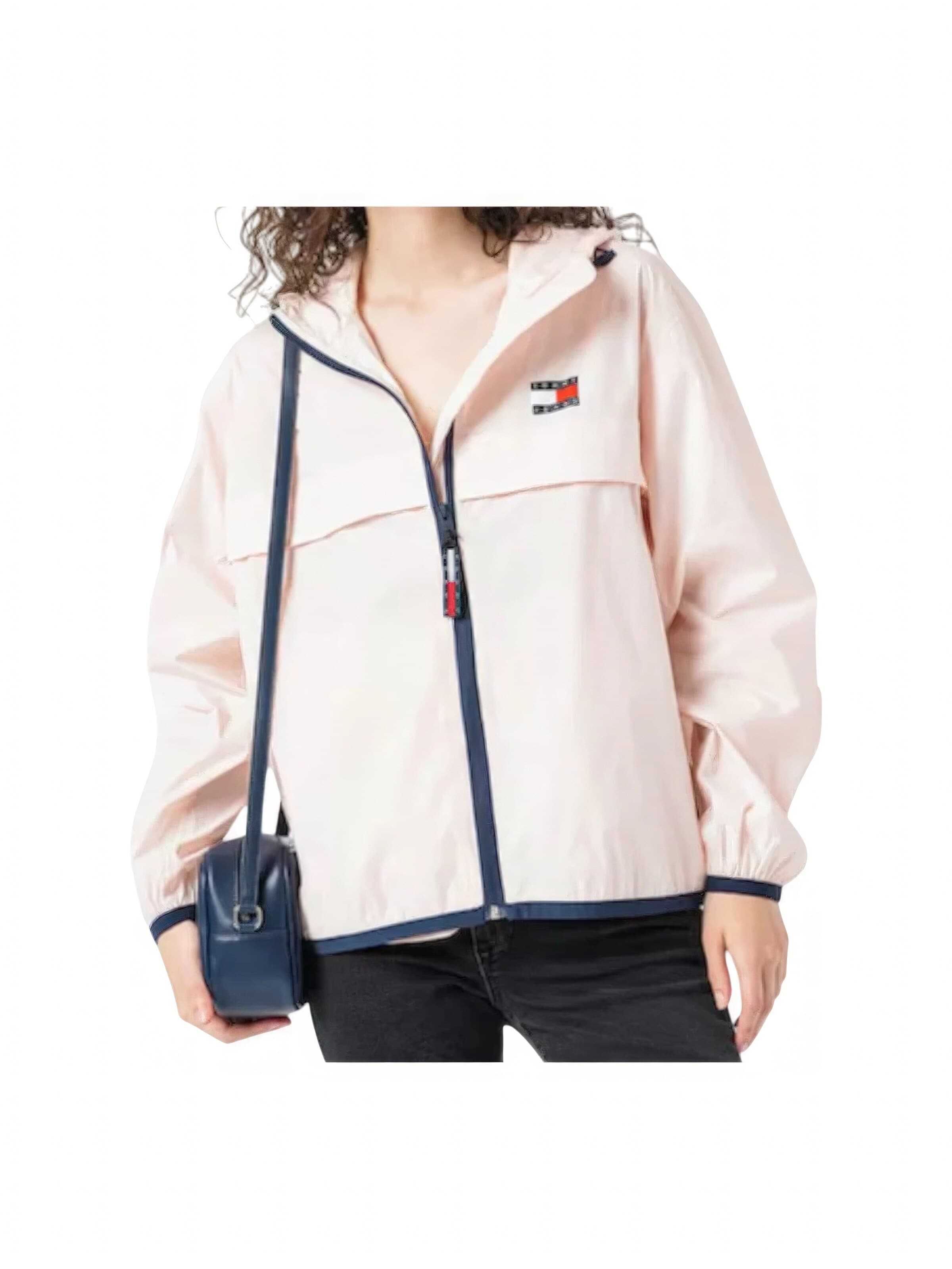 TOMMY HILFIGER Funktionsfrakke 'Tommy Jeans női rózsaszín kapucnis széldzseki' i pink: forside