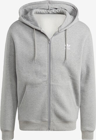 ADIDAS ORIGINALS Zip-Up Hoodie 'Trefoil Essentials ' in Grey: front