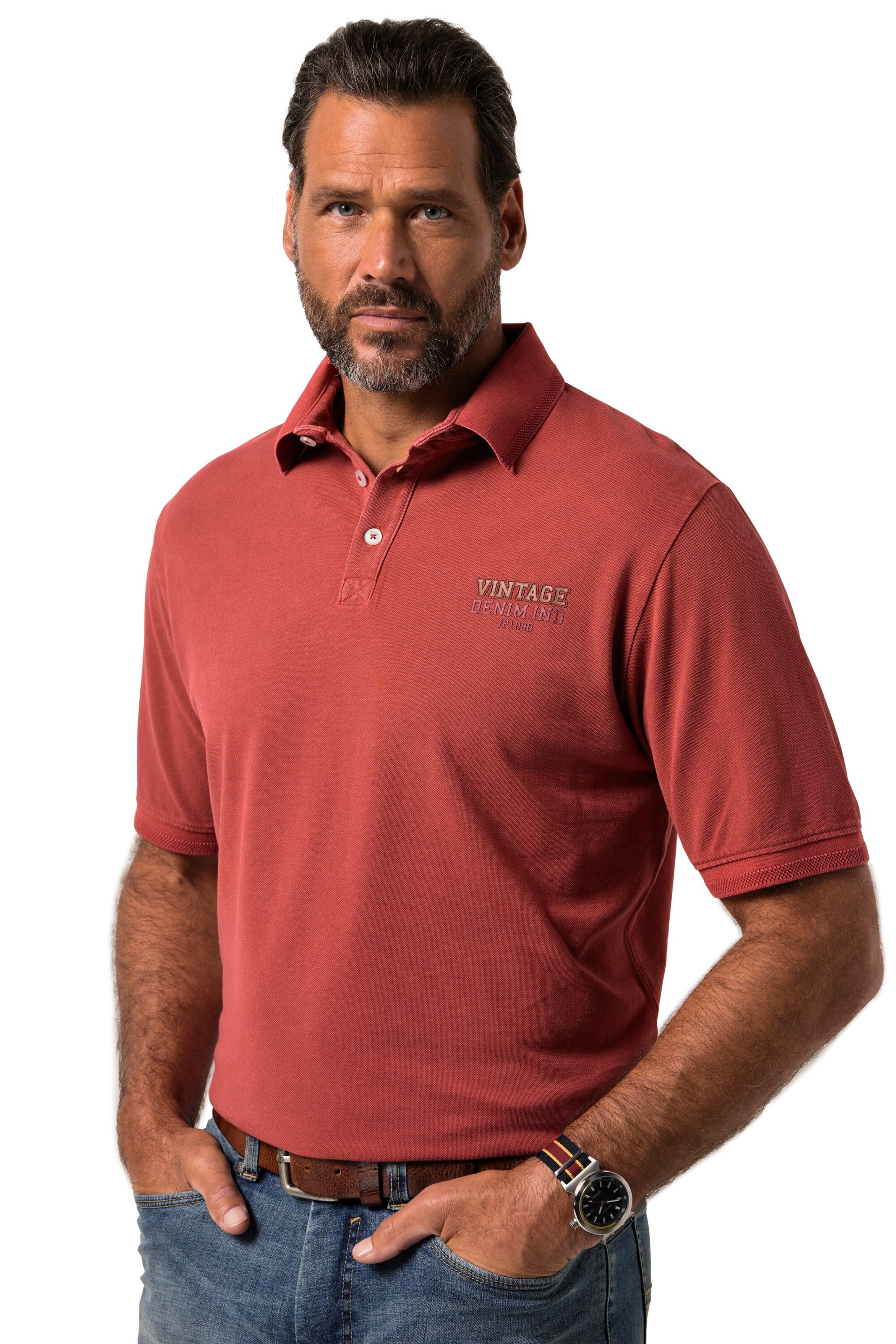 JP1880 Shirt in Rood: voorkant