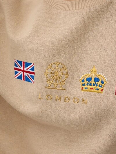 Hiccup Sweatshirt in camel / dunkelblau / gold / dunkelrot, Produktansicht