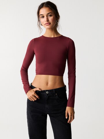 Pull&Bear Majica | rdeča barva: sprednja stran