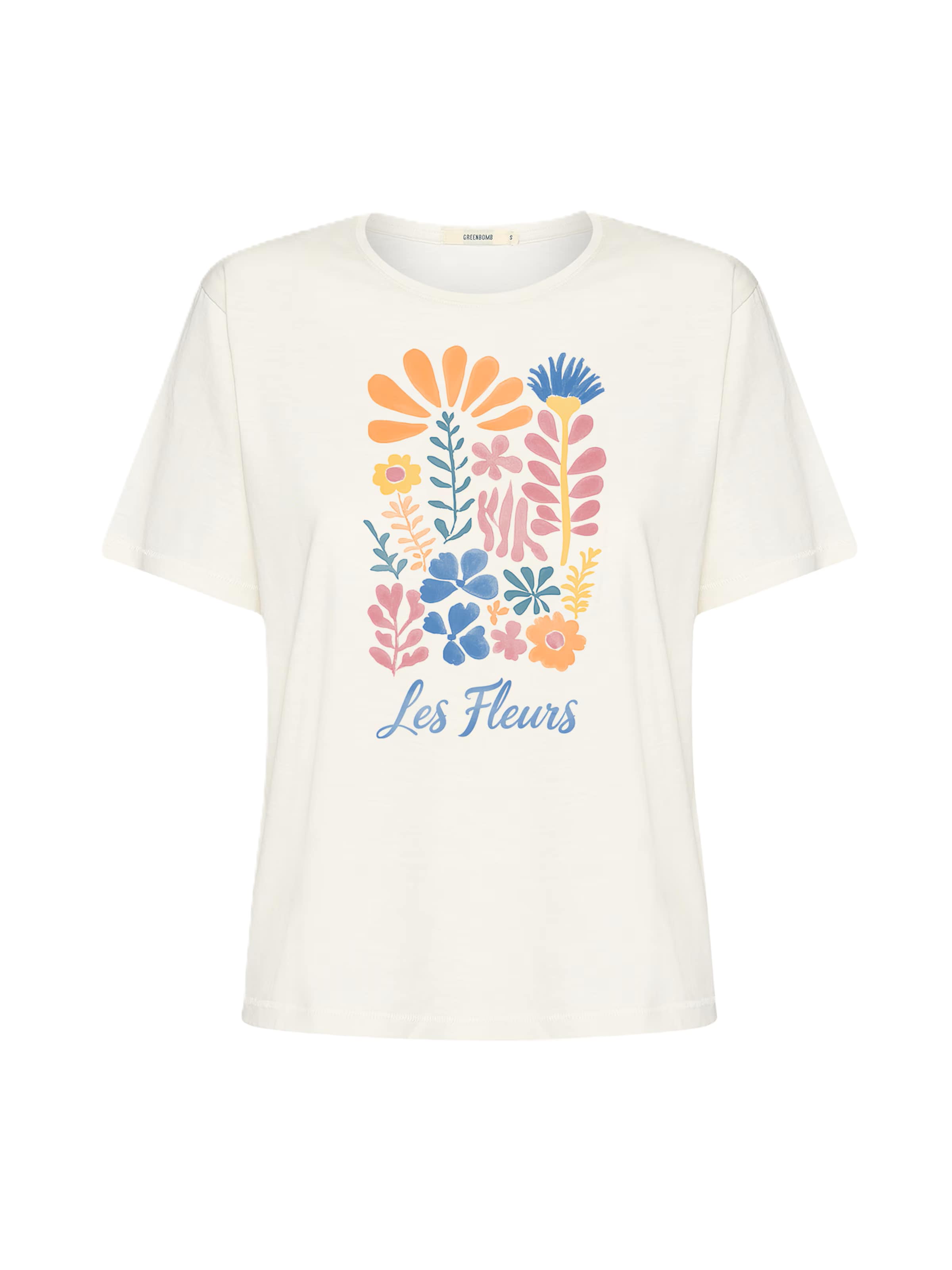 GREENBOMB T-Shirt 'Nova Les Fleurs' in Weiß: Vorderseite