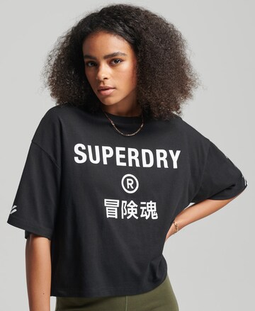 juoda Superdry Marškinėliai 'Code Core': priekis