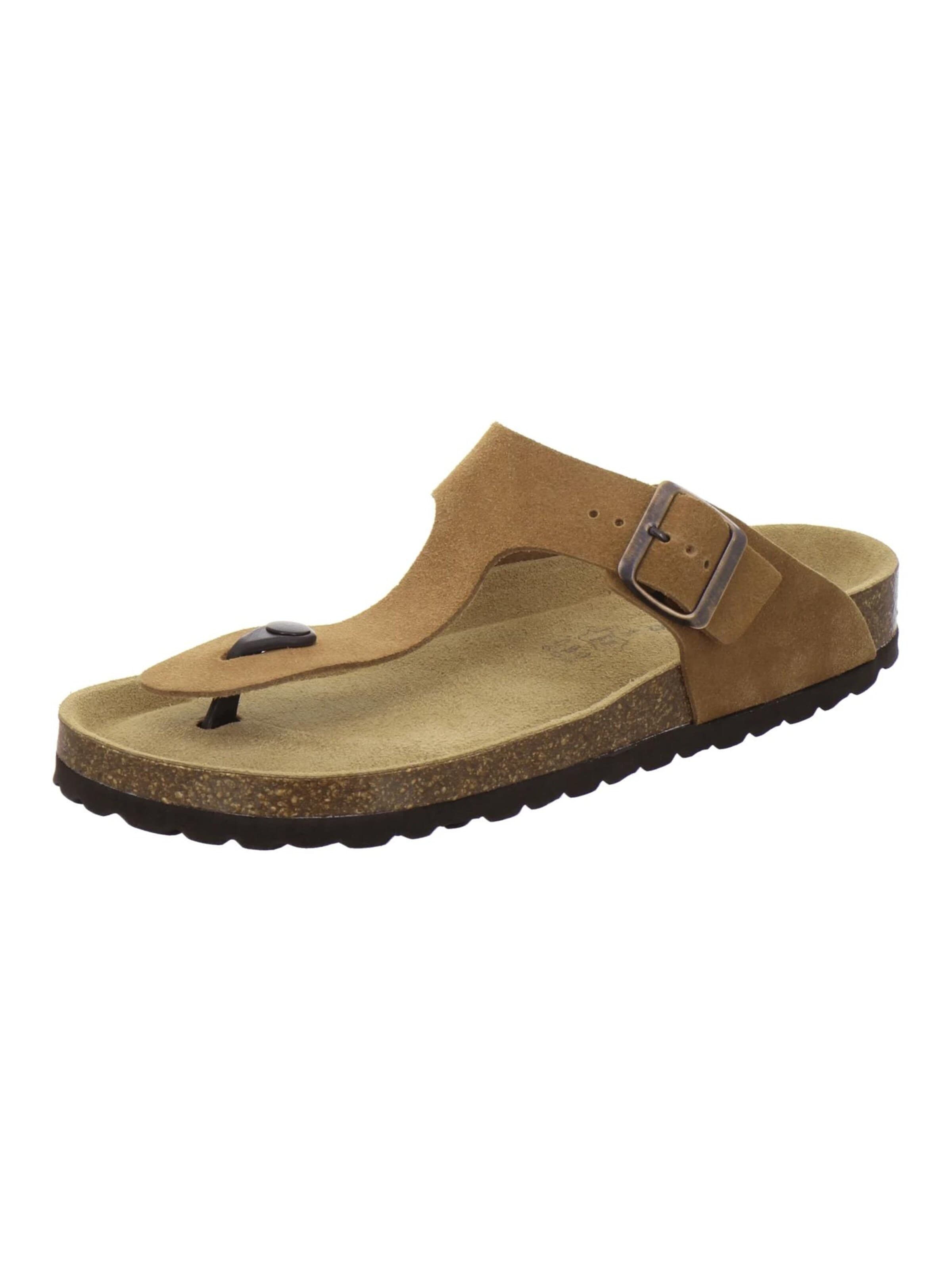 Sandales 'Zehensteg Sandalen Herren cognac Veloursleder' AFS-Schuhe en marron : devant