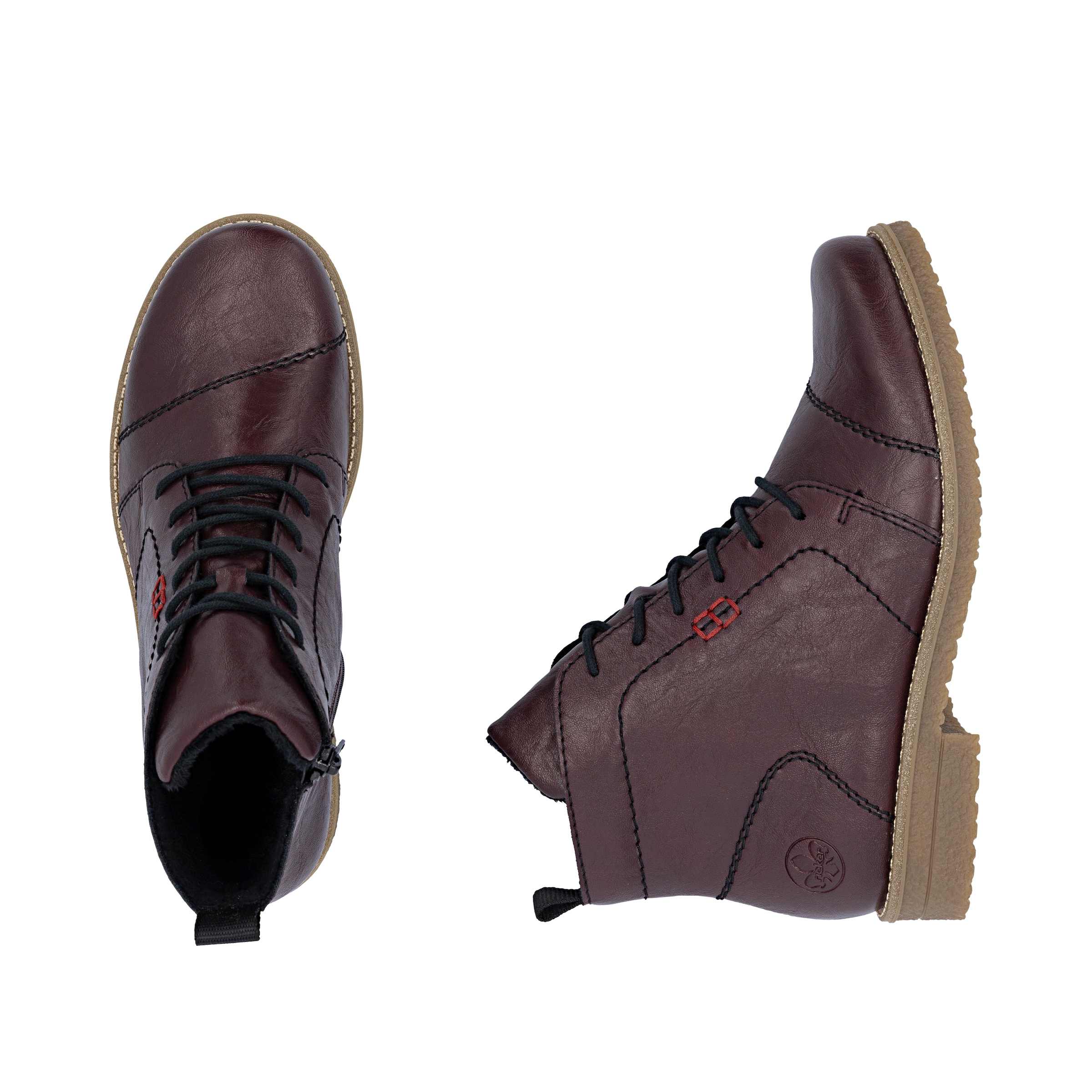 Bottines à lacets Rieker en rouge