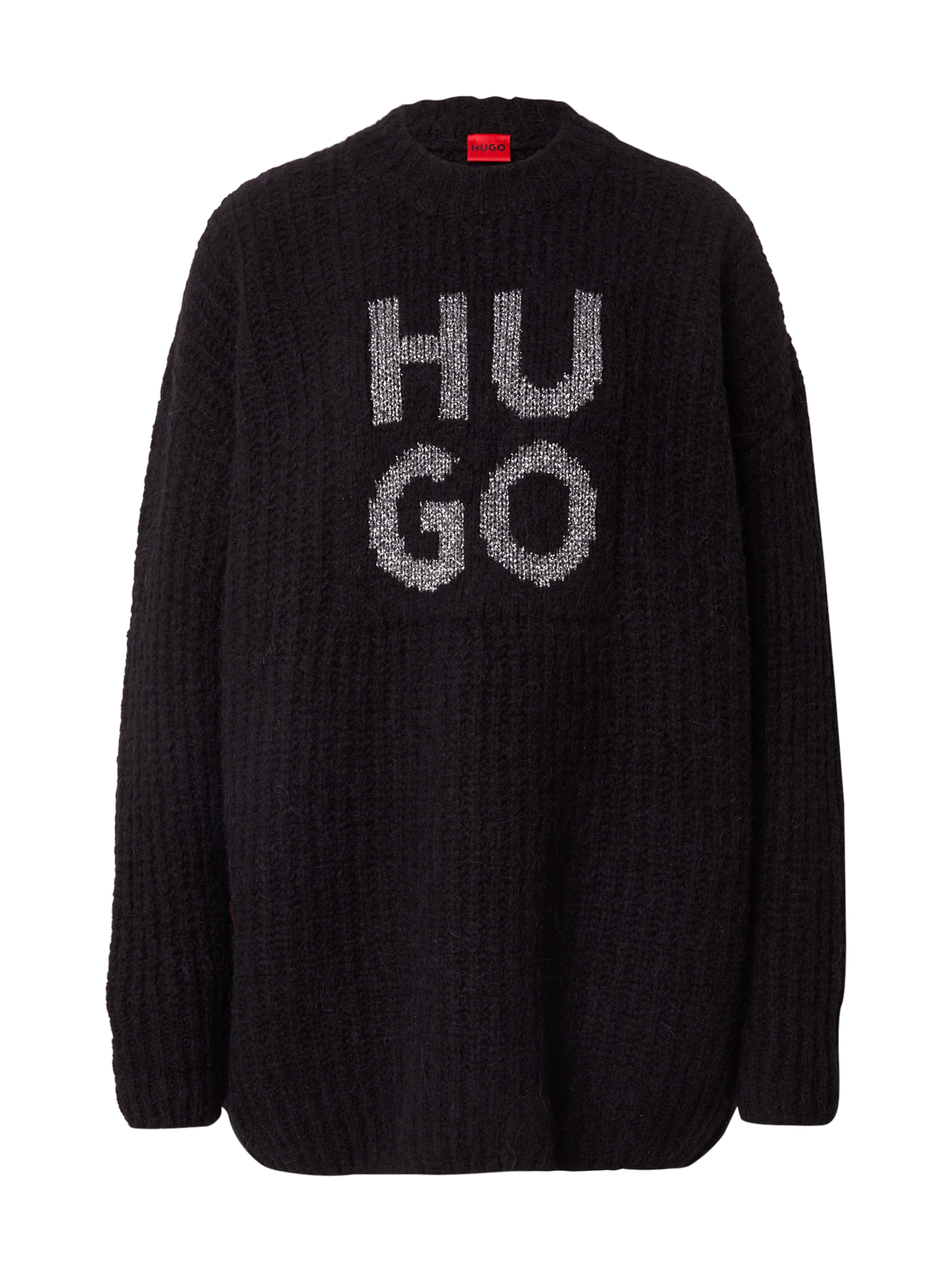 HUGO Πουλόβερ 'Sloguis' σε μαύρο: μπροστά