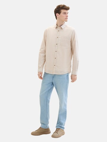 TOM TAILOR Regular fit Button Up Shirt in Beige