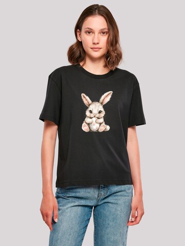 F4NT4STIC Shirt 'Niedlicher Osterhase Mit Ei' in Black: front