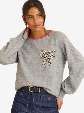 Pull-over love & roses en gris : devant