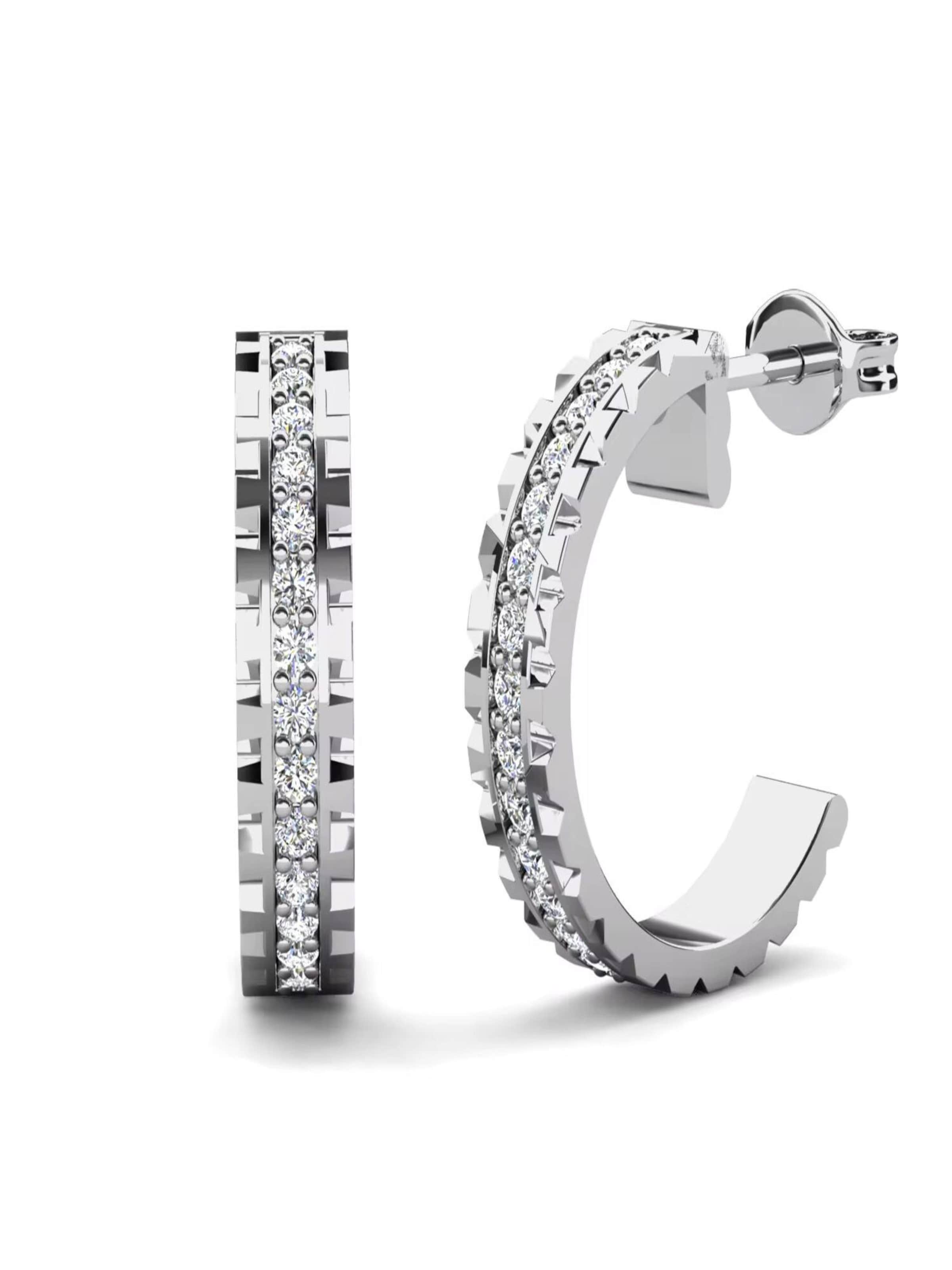 ROUGEMONT Jewellery Earrings 'Funkelnde Creolen Ohrringe mit Kristall Besatz Loumi' in Silver: front