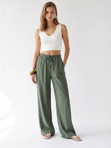 Wide leg Pantaloni de la MixRay pe verde