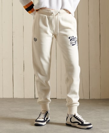 Superdry Tapered Pants 'Pride In Craft' in White: front