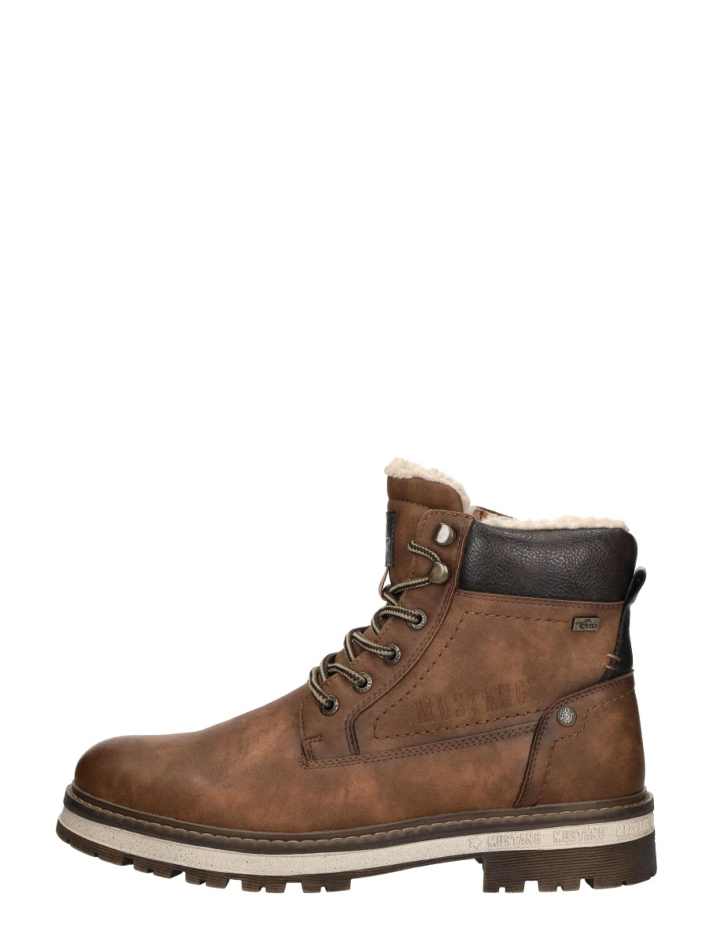 MUSTANG Lace-Up Boots 'Veterschoenen Hoog' in Brown: front