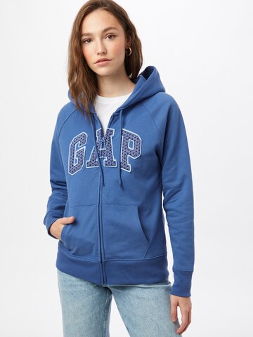 GAP Zip-Up Hoodie 'NOVELTY' in Blue: front