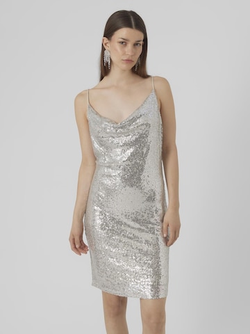 Robe de cocktail VERO MODA en argent : devant