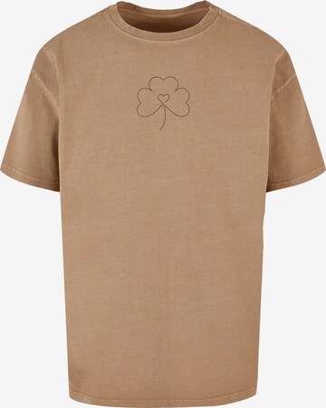 Merchcode Shirt 'Spring - Leaf Clover Flower' in Beige: voorkant