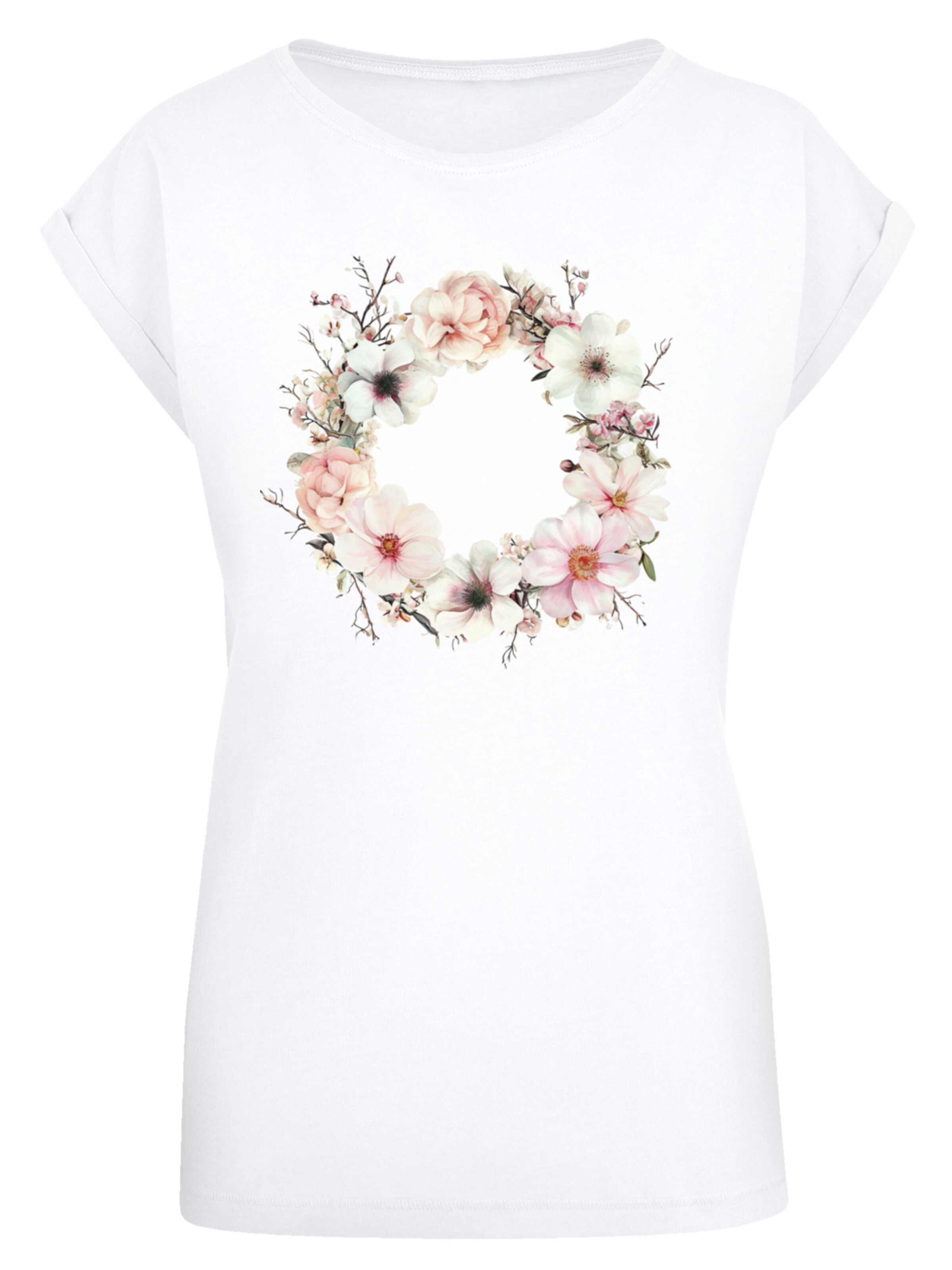 F4NT4STIC Shirt 'Rosa Blumenkranz' in White: front
