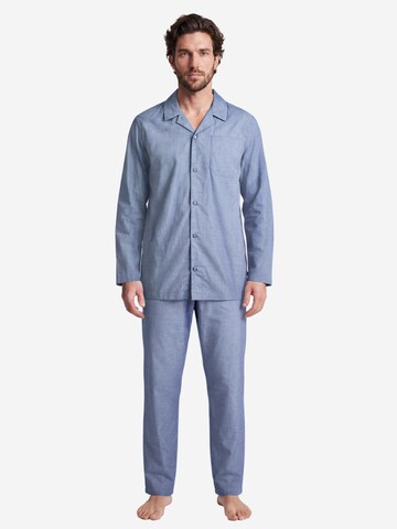SEIDENSTICKER Pyjama lang 'Classic Fil a Fil' in Blauw