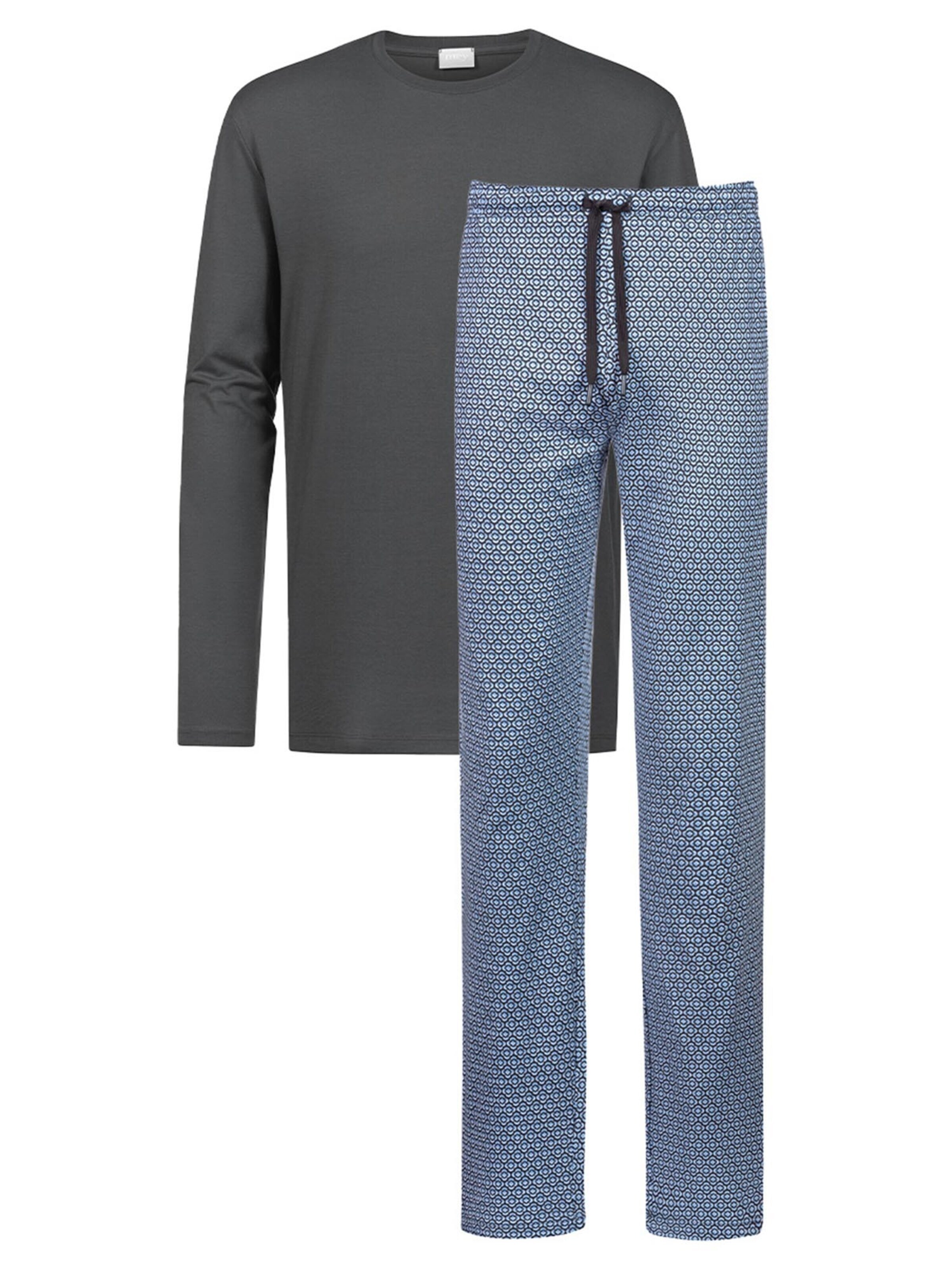 Mey Pyjama lang 'Round Geo'‌‌‌ in Grau: Vorderseite
