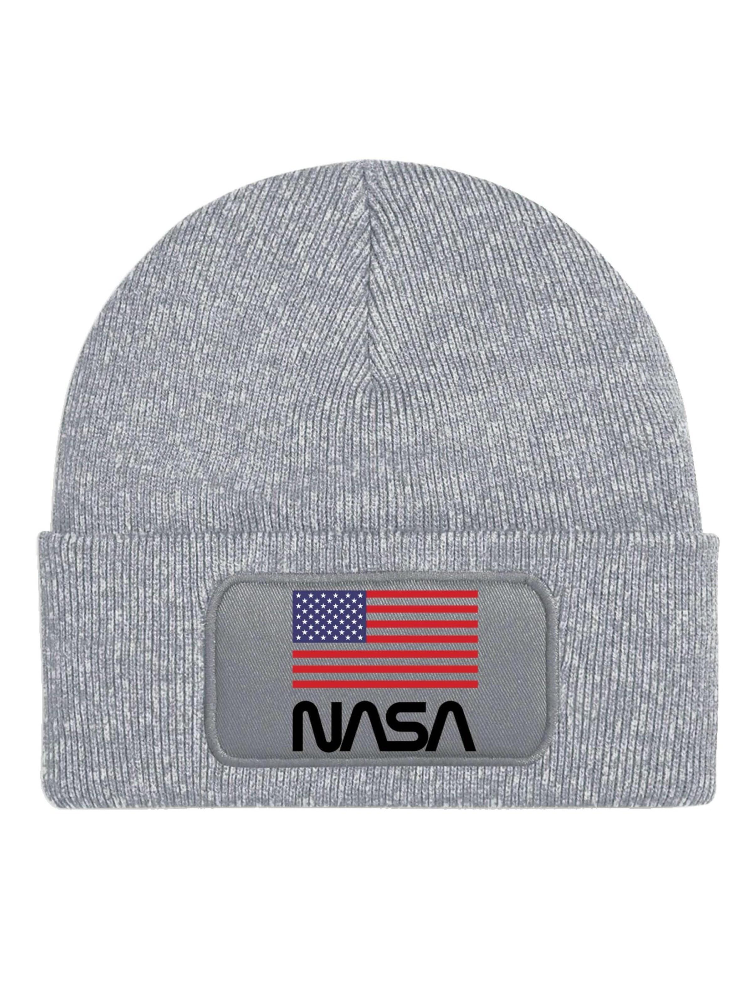 Youth Designz Mütze 'NASA USA'‌‌‌‌‌‌‌‌‌ in Grau: Vorderseite