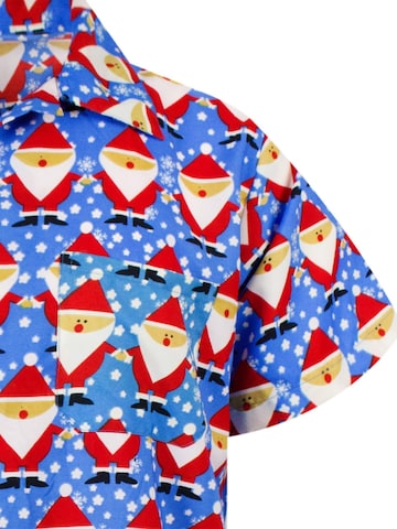 Regular fit Camicia 'Christmas Santa Allover' di King Kameha in blu