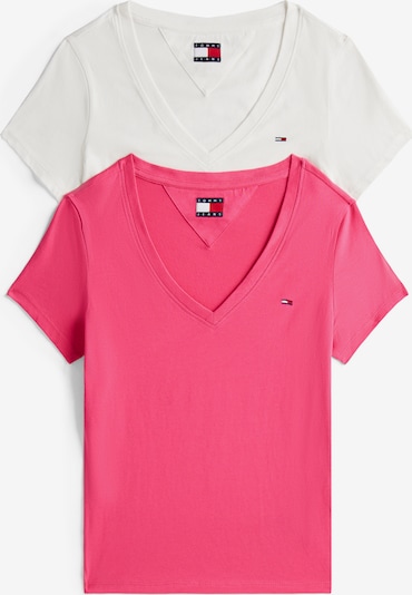 Marškinėliai iš Tommy Jeans, spalva – šviesiai rožinė / balta, Prekių apžvalga